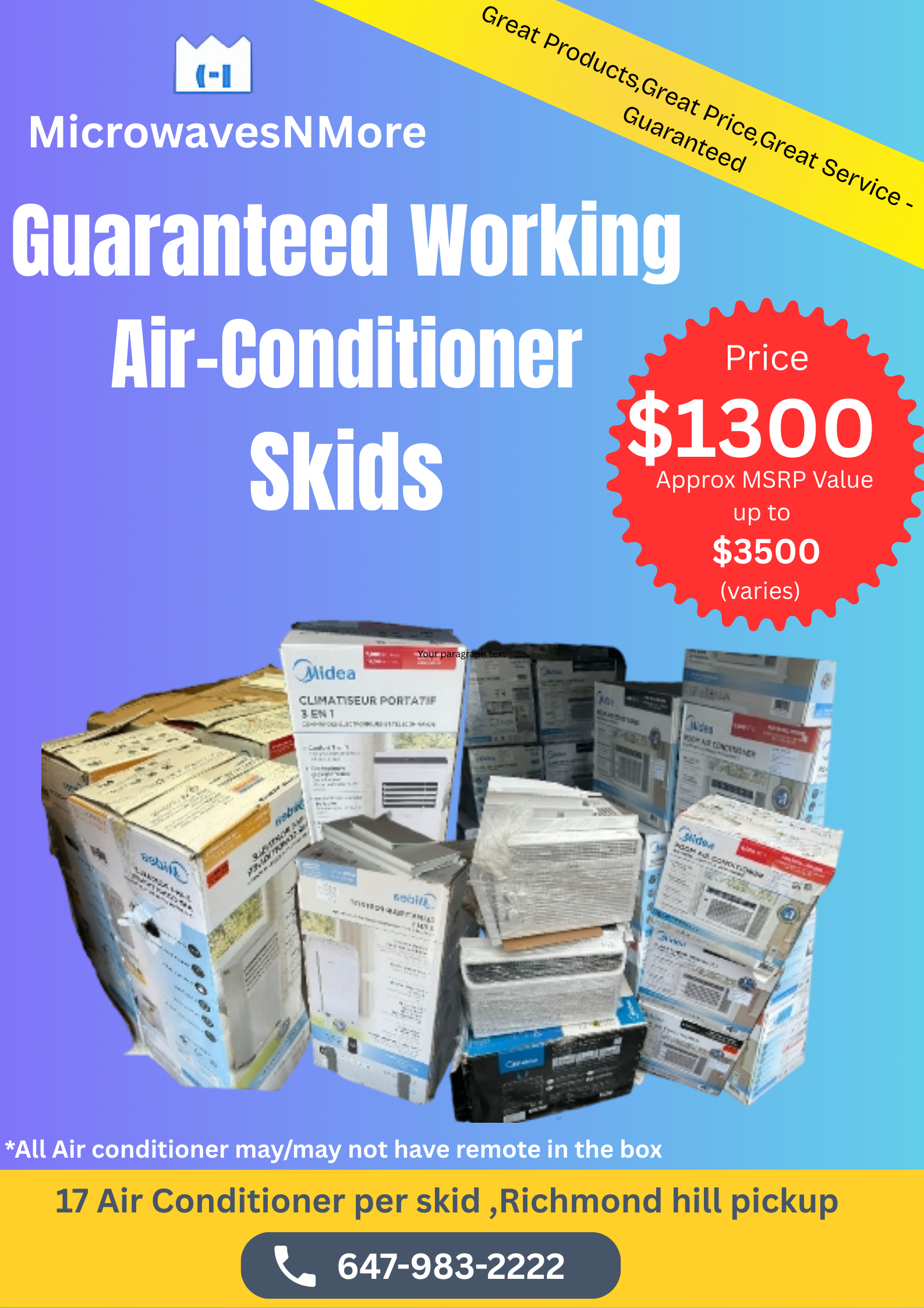 Assorted Midea portable and room Air Conditioner