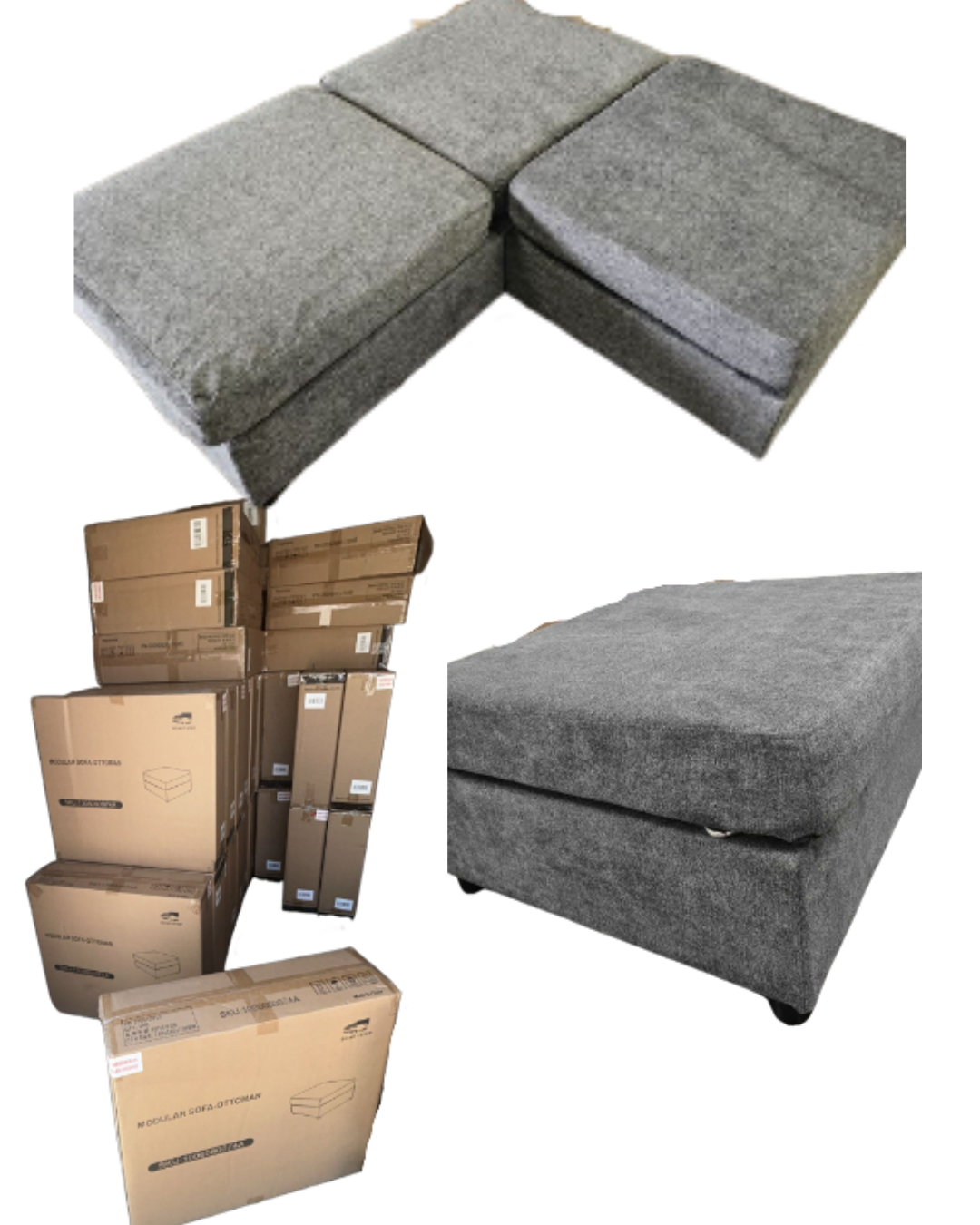 High End Ottoman with storage Grey 27x29x16